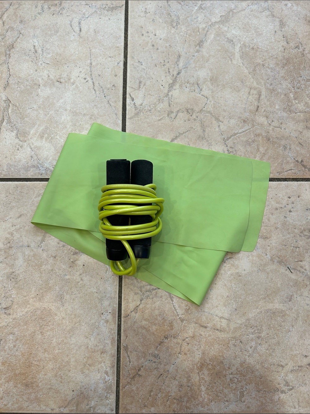 Neon green Resistance Band & Jump Rope Fitness Set